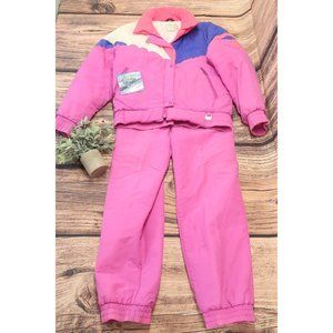 Club Attivo Vintage Pink Color Block Snowsuit Snow Jacket Pants Womens Size 12
